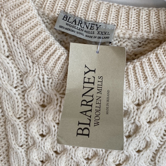 Blarney Woolen Mills Cream Wool Aran Sweater - Picture 4 of 10